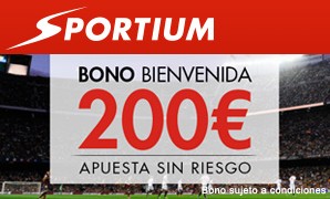 Bono de Sportium, hasta 200€ para nuevos usuarios